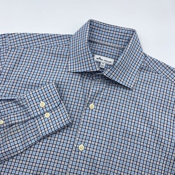 Peter Millar Button Up Shirt Medium Long Sleeve Light Blue - Picture 1 of 6